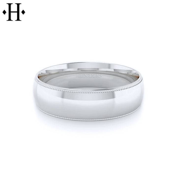 Classic Milgrain Round Solid Gold Ring 7mm
