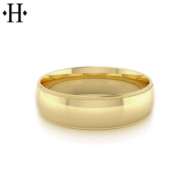 Classic Milgrain Round Solid Gold Ring 7mm