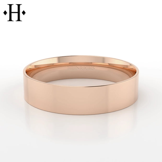 Classic High Polish Flat Solid Gold Ring 5mm