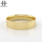 Premium High Polish Flat Solid Gold Ring 5mm