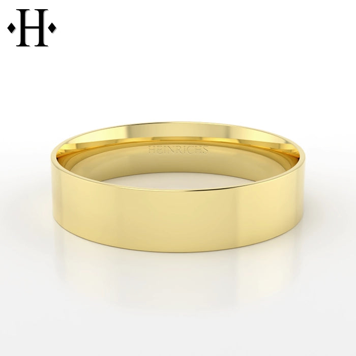 Classic High Polish Flat Solid Gold Ring 5mm