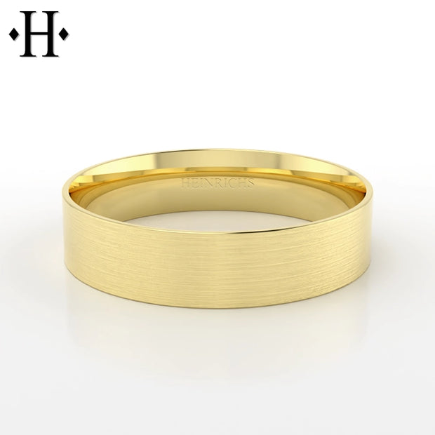 Classic Satin Flat Solid Gold Ring 5mm