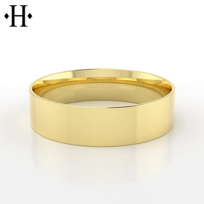 Classic High Polish Flat Solid Gold Ring 6mm