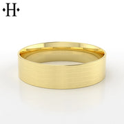 Classic Satin Flat Solid Gold Ring 6mm