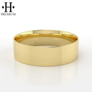 Premium High Polish Flat Solid Gold Ring 7mm