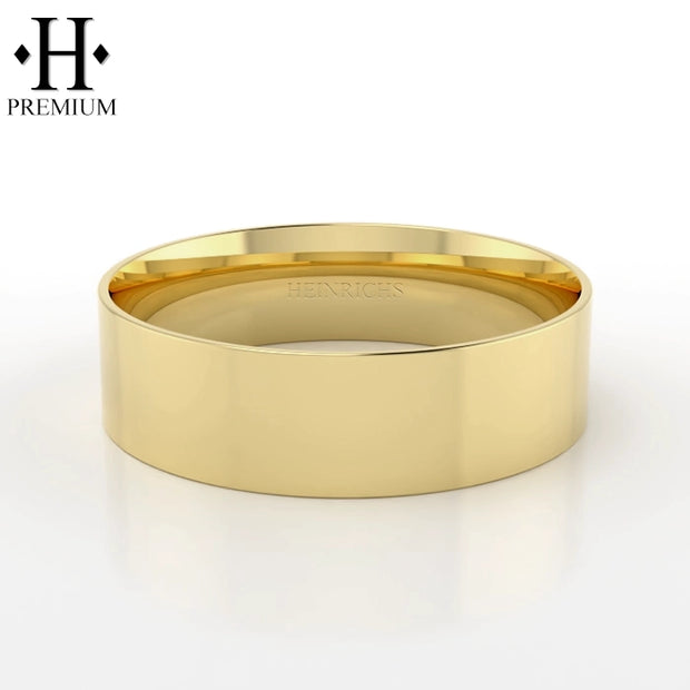 Premium High Polish Flat Solid Gold Ring 7mm