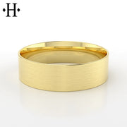 Classic Satin Flat Solid Gold Ring 7mm