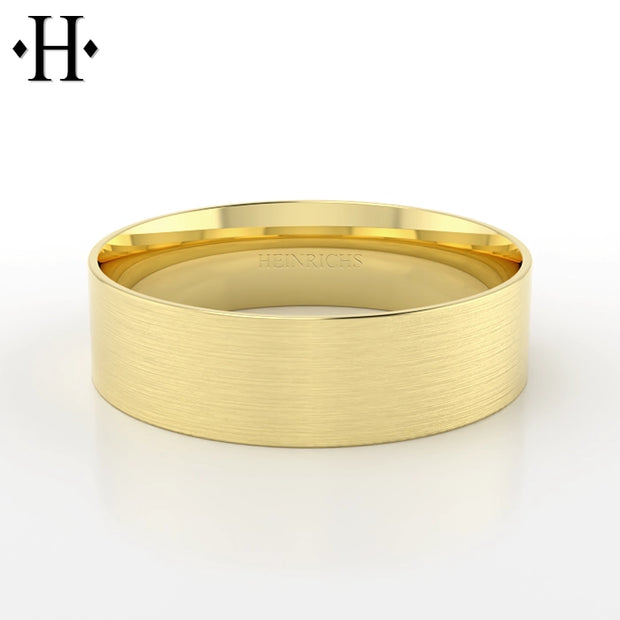 Classic Satin Flat Solid Gold Ring 7mm