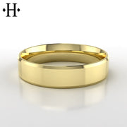 Classic High Polish Carved Solid Gold Ring 6mm