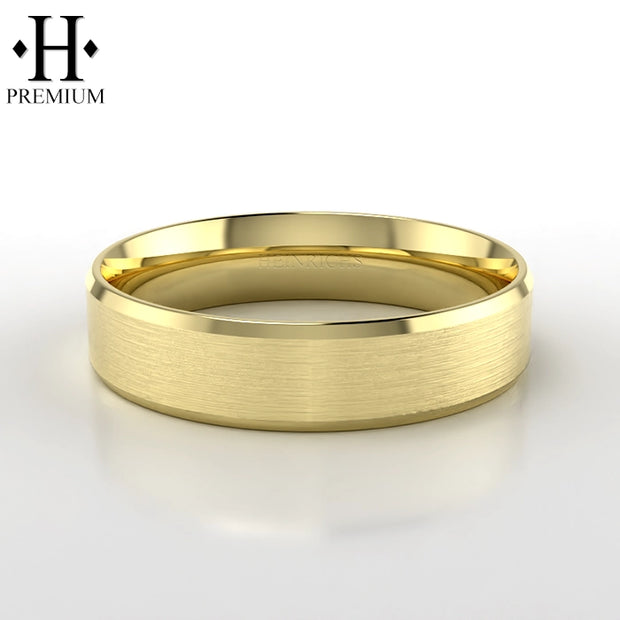 Premium Satin Carved Solid Gold Ring 6mm