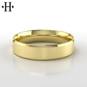 Classic Satin Carved Solid Gold Ring 6mm