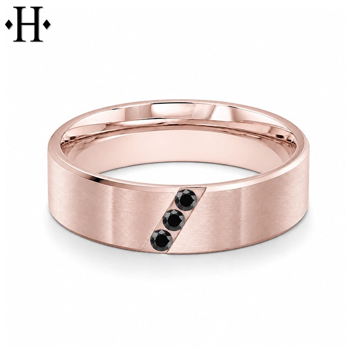 Genuine Black Diamond Carved Ring 6mm