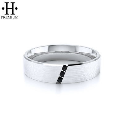 Premium Black Diamond Satin Ring 6mm