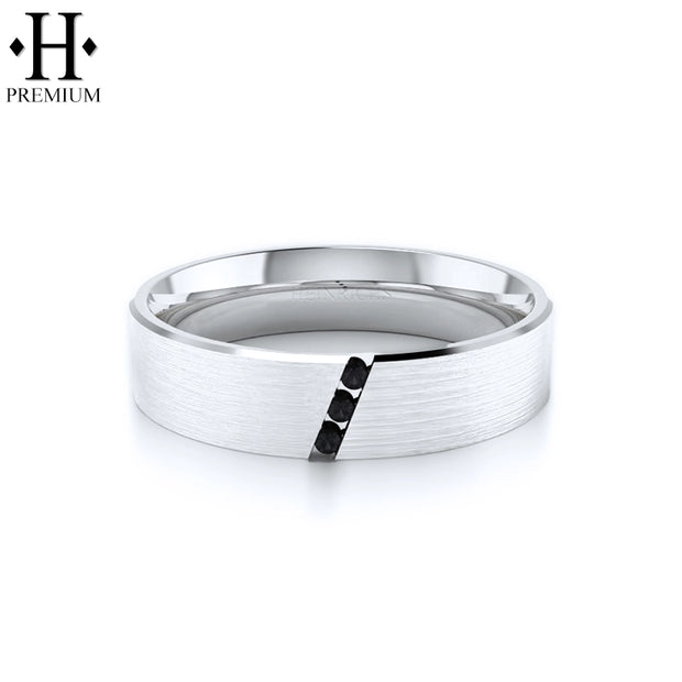 Premium Black Diamond Satin Ring 6mm
