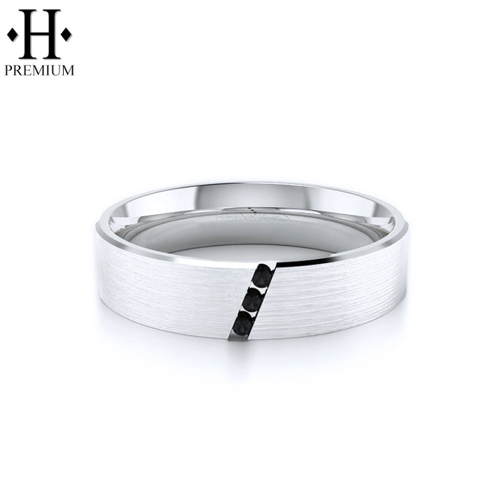 Premium Black Diamond Satin Ring 6mm