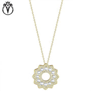 18kt Pearl & Diamond Solar Circle Necklace