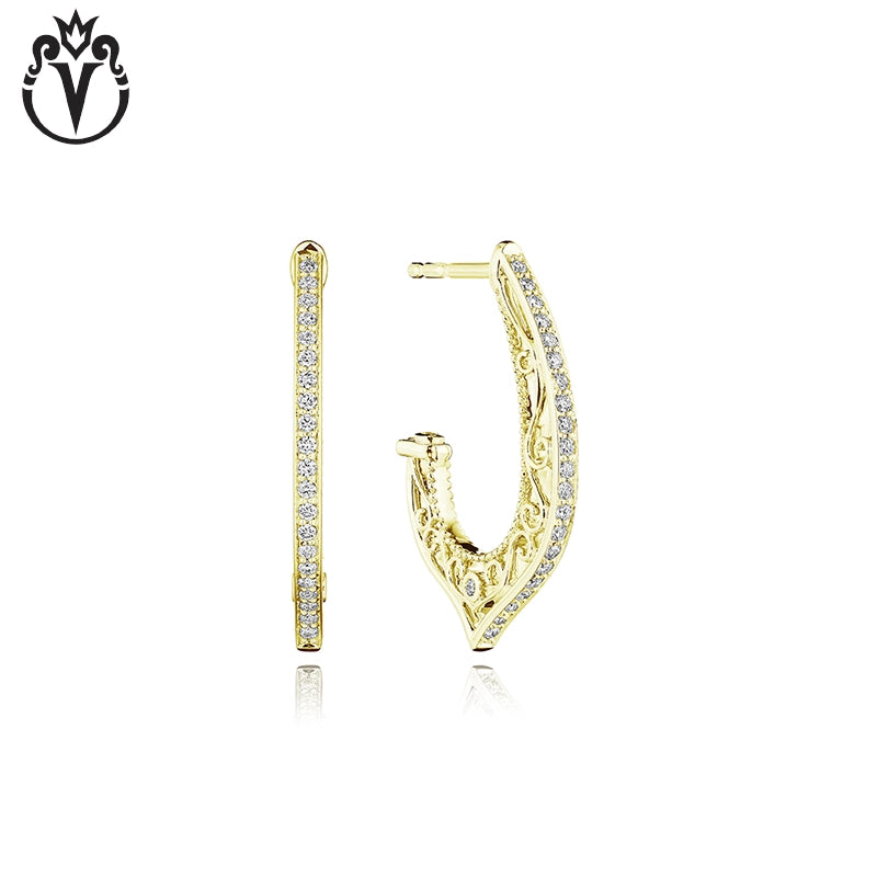 Natural Diamond Filigree Hoop Earrings