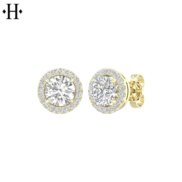 14kt 2.25cts Lab Grown Diamond Halo Earring Essentials