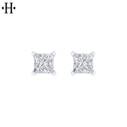 14kt 1.50cts Princess Cut Lab Grown Diamond Stud Earrings