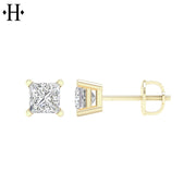14kt 1.50cts Princess Cut Lab Grown Diamond Stud Earrings