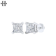 14kt 2.00cts Princess Cut Lab Grown Diamond Stud Earrings