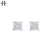 14kt 2.00cts Princess Cut Lab Grown Diamond Stud Earrings