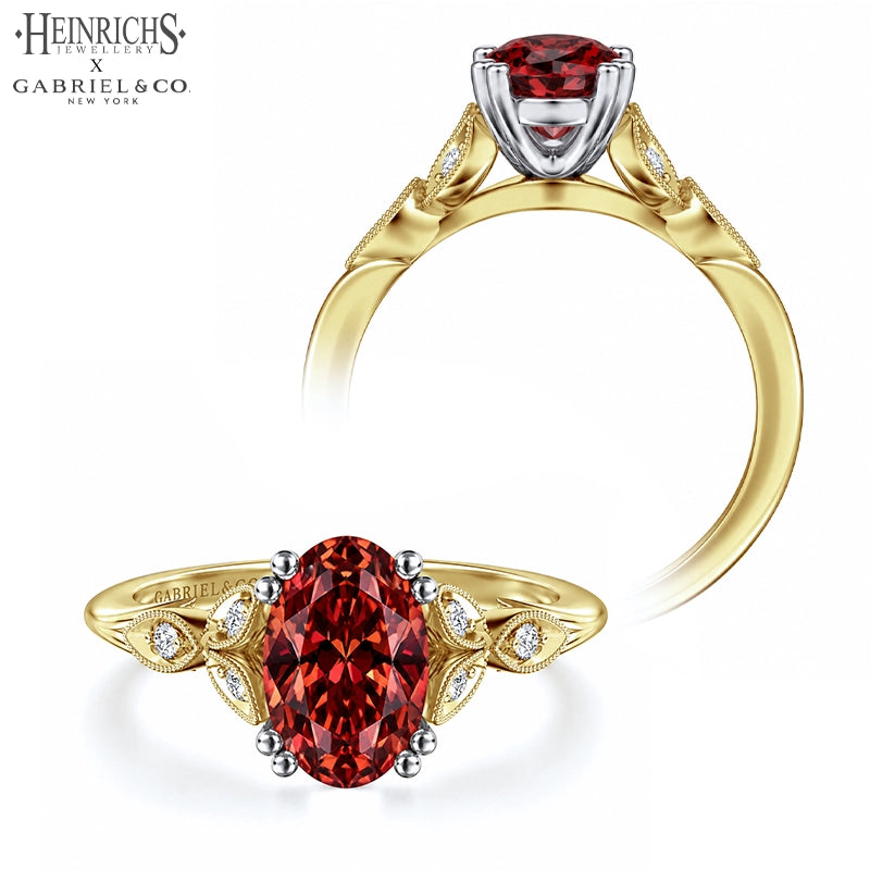 1.25ctr-2.50ctr Oval Cut Lab Grown Venetian Red Diamond Ring
