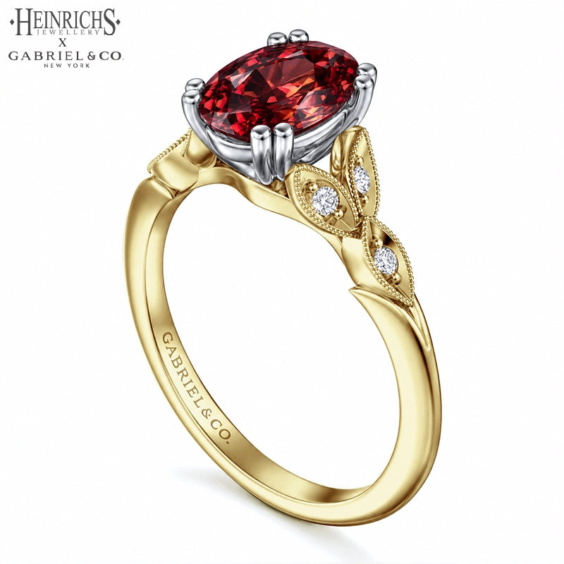 1.25ctr-2.50ctr Oval Cut Lab Grown Venetian Red Diamond Ring