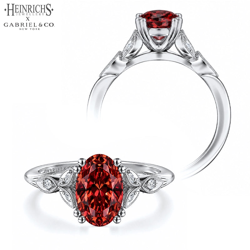 1.25ctr-2.50ctr Oval Cut Lab Grown Venetian Red Diamond Ring