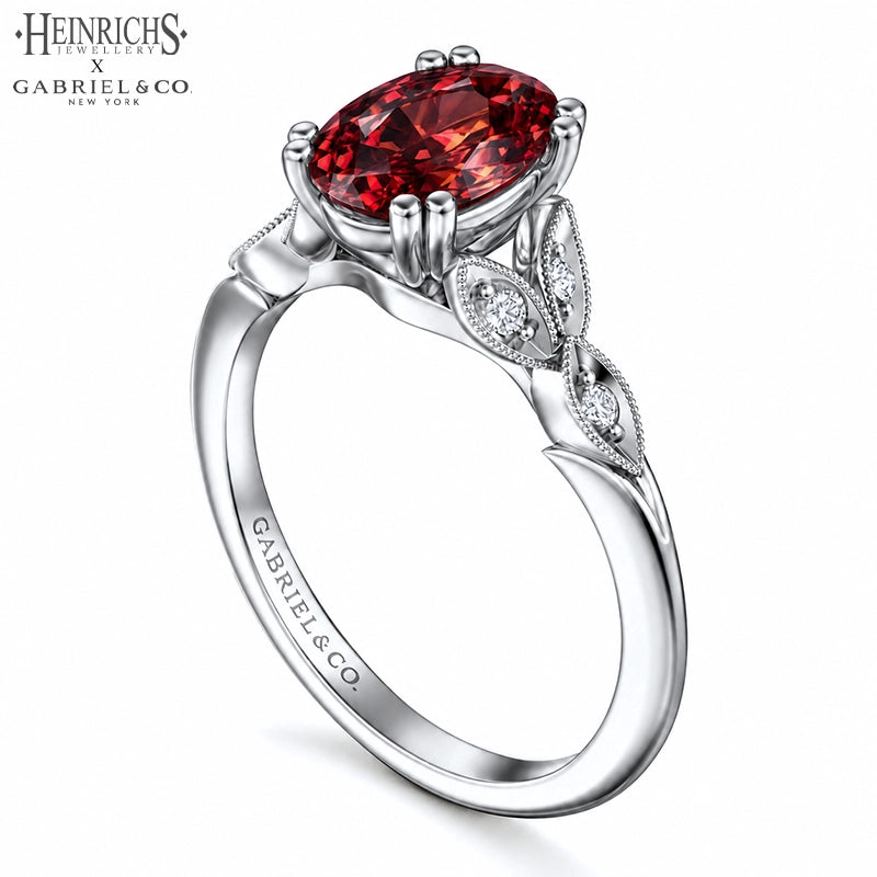 1.25ctr-2.50ctr Oval Cut Lab Grown Venetian Red Diamond Ring