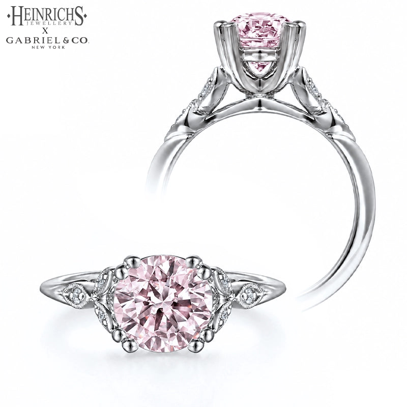 1.25ctr-2.50ctr Round Cut Lab Grown Pink Diamond Ring
