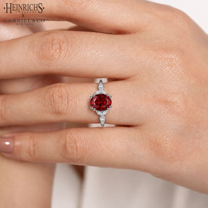 1.25ctr-2.50ctr Oval Cut Lab Grown Venetian Red Diamond Ring