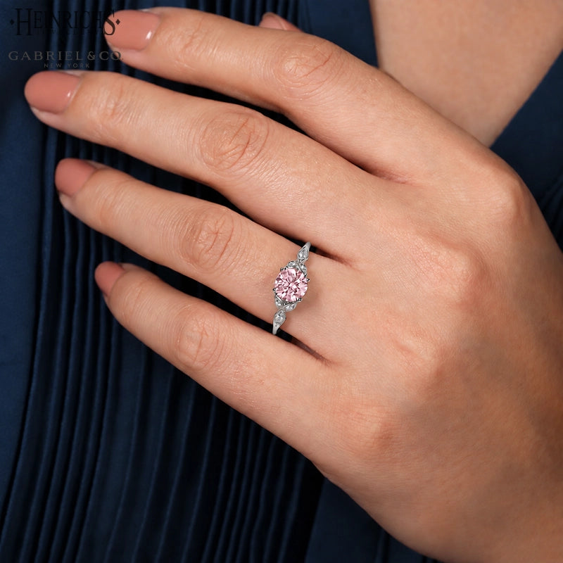 1.25ctr-2.50ctr Round Cut Lab Grown Pink Rosé Diamond Ring