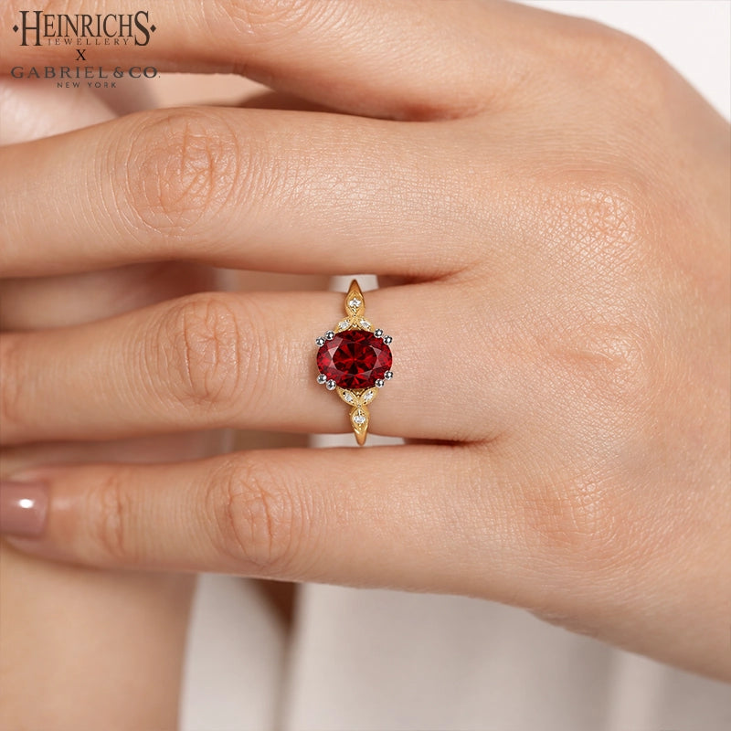 1.25ctr-2.50ctr Oval Cut Lab Grown Venetian Red Diamond Ring