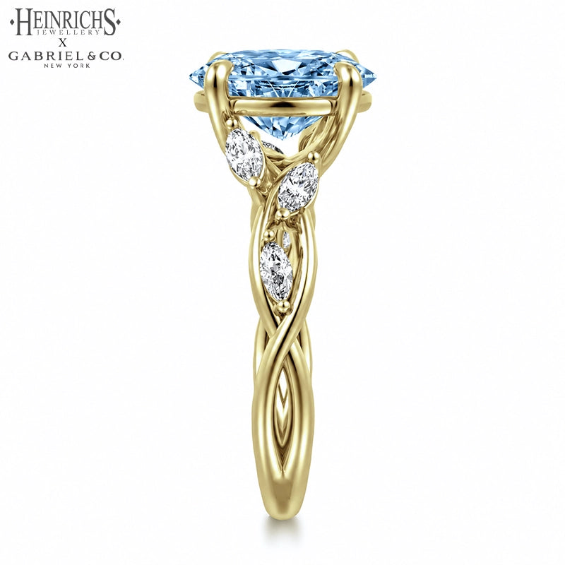 1.25ctr-2.50ctr Oval Cut Lab Grown Blue Diamond Ring