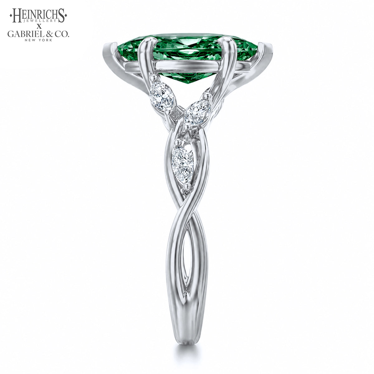 1.25ctr-2.50ctr Marquise Cut Lab Grown Green Diamond Ring Tailor Made