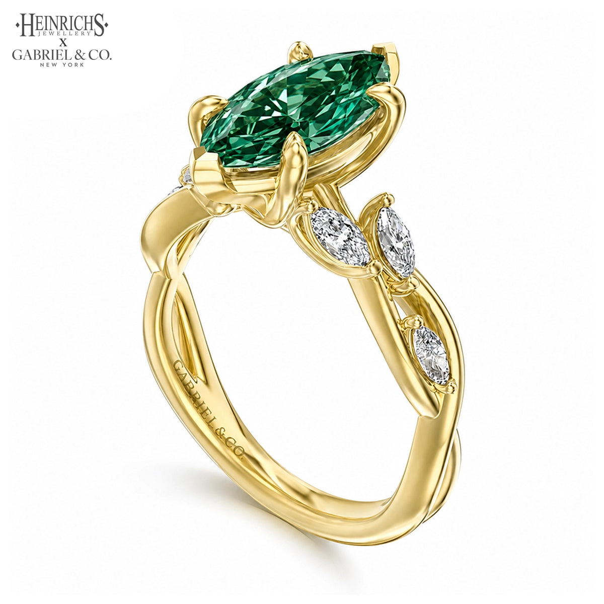 1.25ctr-2.50ctr Marquise Cut Lab Grown Green Diamond Ring Tailor Made