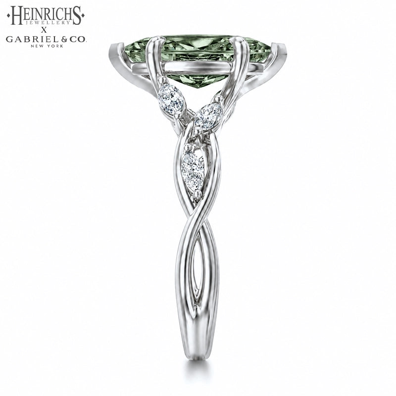 1.25ctr-2.50ctr Marquise Cut Lab Grown Sage Green Diamond Ring