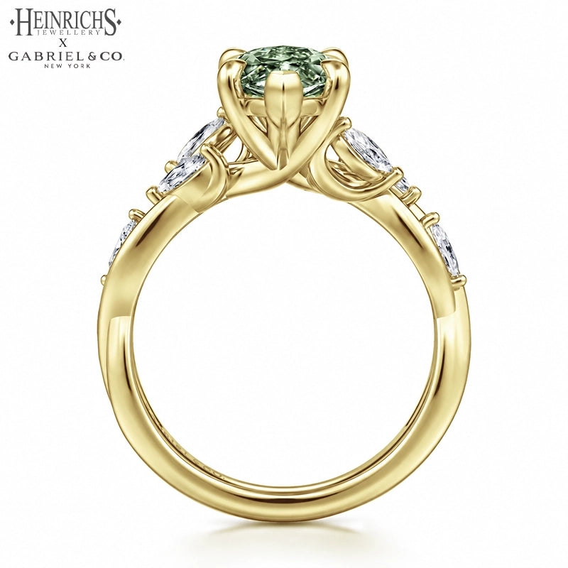 1.25ctr-2.50ctr Marquise Cut Lab Grown Sage Green Diamond Ring