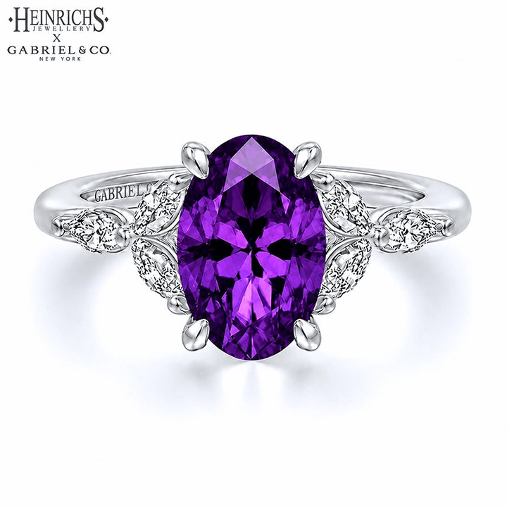 Genuine Amethyst & Lab Grown Diamond Ring
