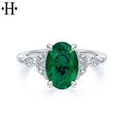 Lab Grown Emerald & Diamond Ring