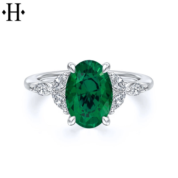 Lab Grown Emerald & Diamond Ring