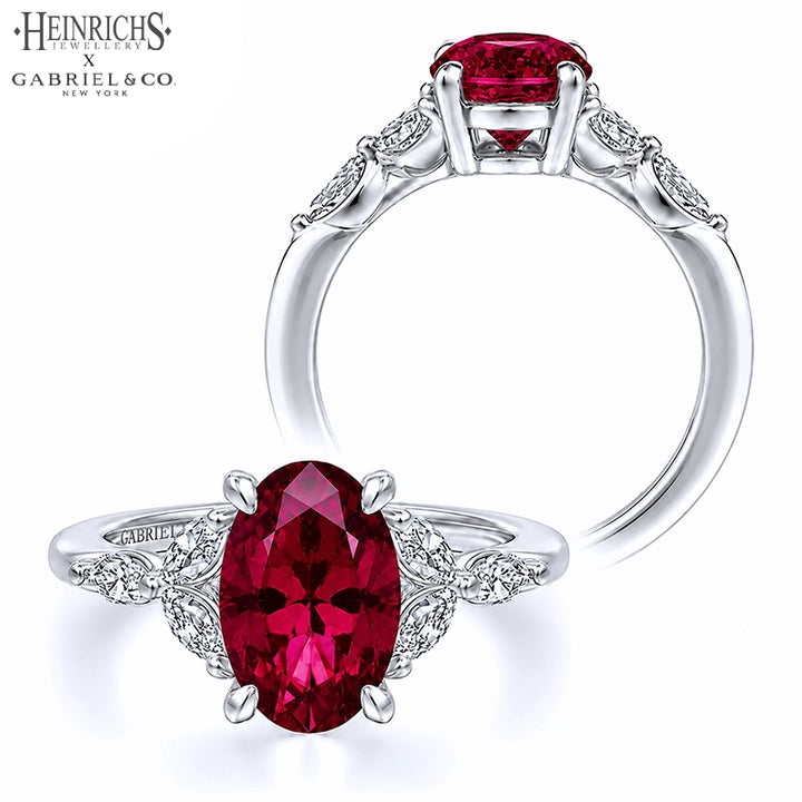 Oval Cut Lab Grown Ruby & Diamond Ring Tailor Made