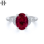 Oval Cut Lab Grown Ruby & Diamond Ring