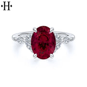 Oval Cut Lab Grown Ruby & Diamond Ring
