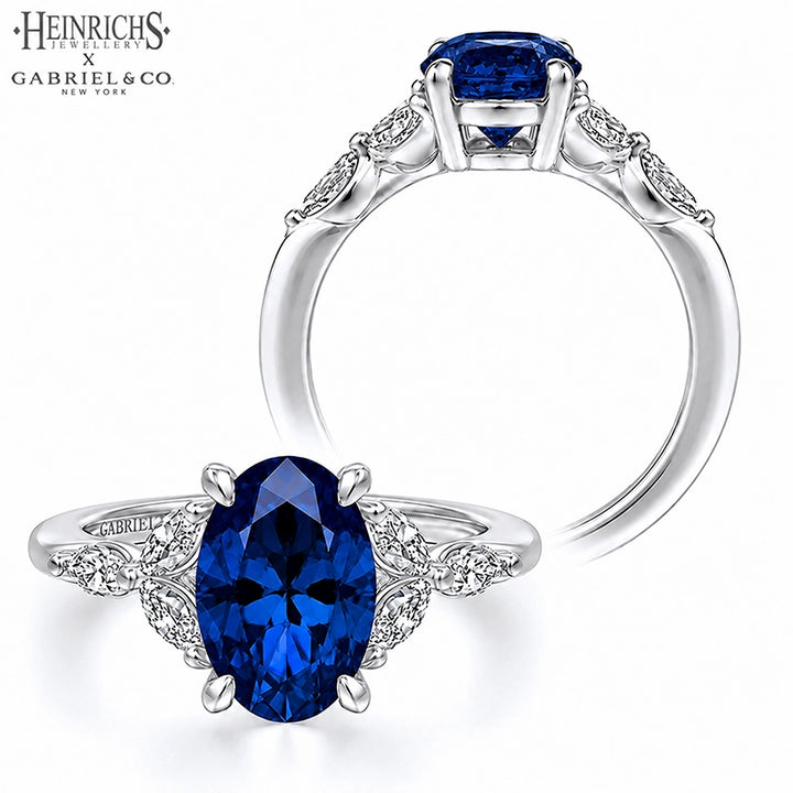 Oval Cut Lab Grown Sapphire & Diamond Ring Tailor Made
