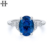 Oval Cut Lab Grown Sapphire & Diamond Ring