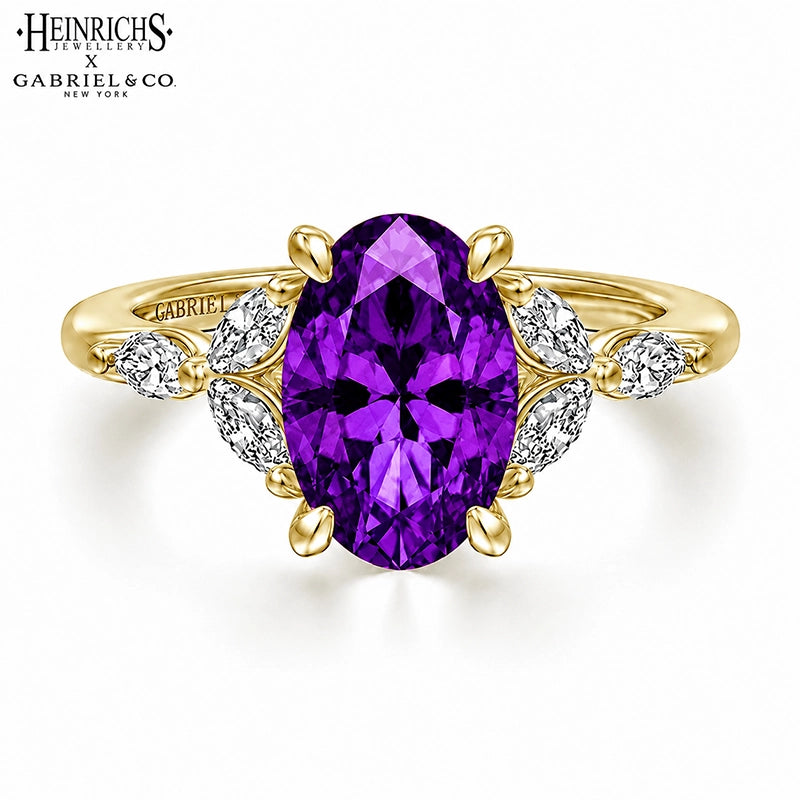 Genuine Amethyst & Lab Grown Diamond Ring