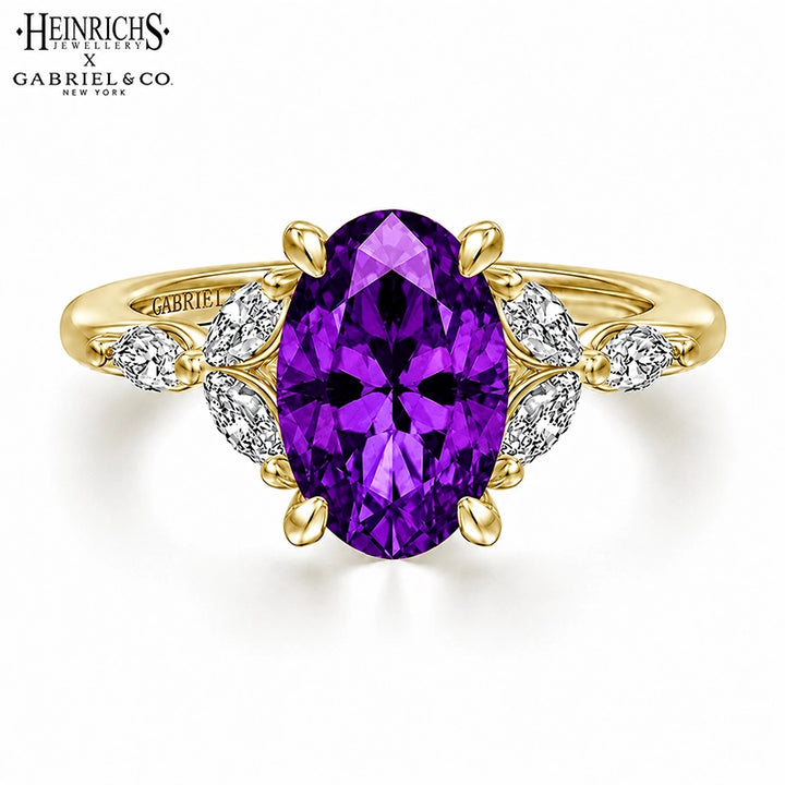 Genuine Amethyst & Lab Grown Diamond Ring