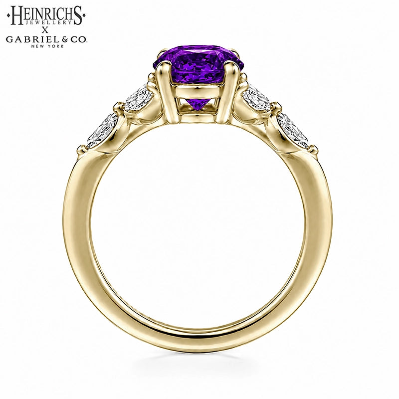 Oval Cut Genuine Amethyst & Lab Grown Diamond Ring Tailor Made